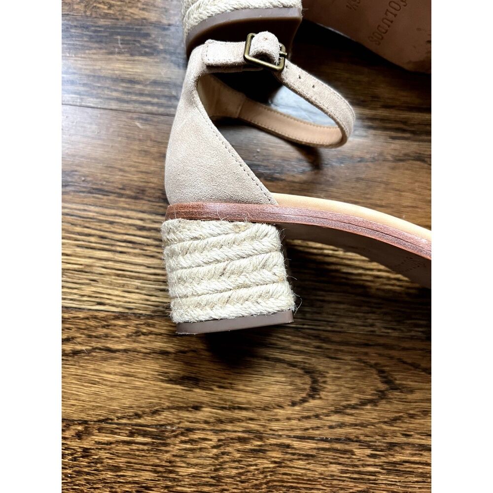 Soludos Capri Block-Heel Raffia & Suede Sandals Nude Women's Size 6.5 - Picture 11 of 12